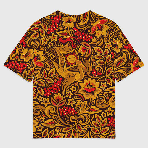 Мужская футболка оверсайз Летучий корабль в стиле хохломской росписи / 3D-принт – фото 2