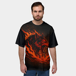 Футболка оверсайз мужская Инфернальный волк, цвет: 3D-принт — фото 2