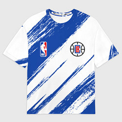 Футболка оверсайз мужская Клипперс - синяя краска, цвет: 3D-принт