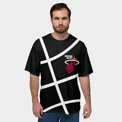 Футболка оверсайз мужская Майами Хит - баскетбольный линии, цвет: 3D-принт — фото 2