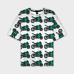 Футболка оверсайз мужская Motorcycle turquoise, цвет: 3D-принт
