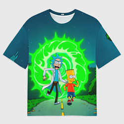 Мужская футболка оверсайз Рик и Барт Симпсон