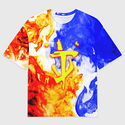 Футболка оверсайз мужская Doom битва огня, цвет: 3D-принт