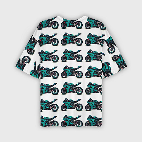 Мужская футболка оверсайз Motorbike light blue / 3D-принт – фото 2