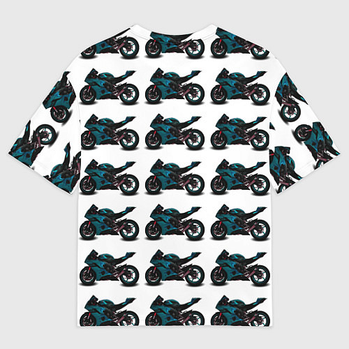 Мужская футболка оверсайз Motorbike blue / 3D-принт – фото 2