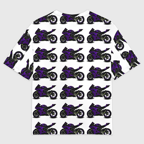 Мужская футболка оверсайз The motorcycle is dark purple / 3D-принт – фото 2