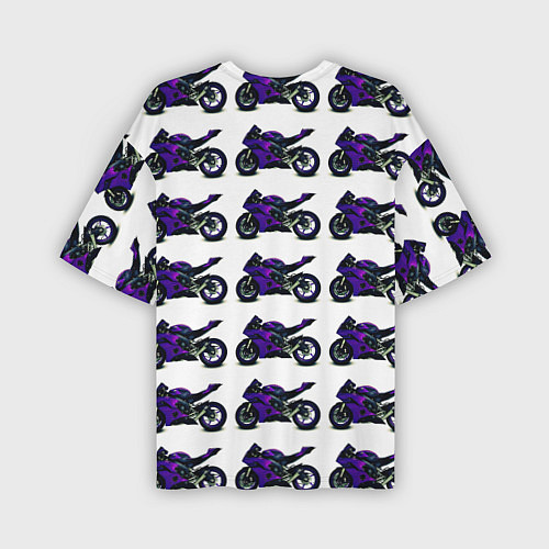 Мужская футболка оверсайз Motorcycle purple gloss / 3D-принт – фото 2