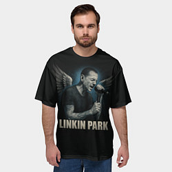 Футболка оверсайз мужская Chester Bennington - Angel, цвет: 3D-принт — фото 2