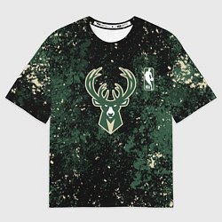 Футболка оверсайз мужская Милуоки Бакс - баскетбол, цвет: 3D-принт