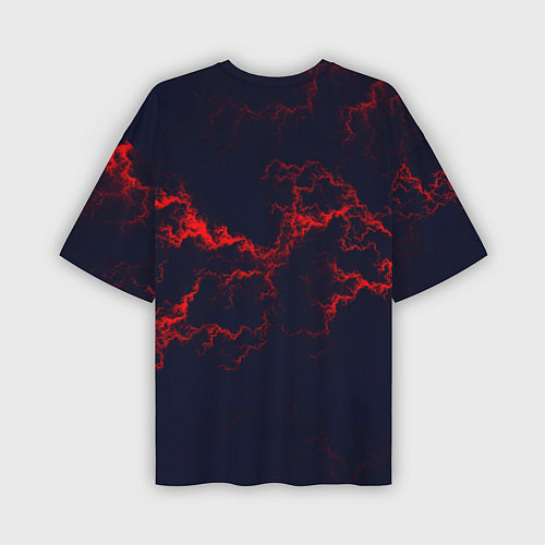Мужская футболка оверсайз Lightning red glow / 3D-принт – фото 2