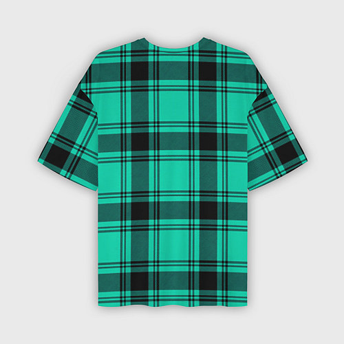 Мужская футболка оверсайз Checkered turquoise / 3D-принт – фото 2