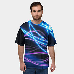 Футболка оверсайз мужская Неоновая абстракция на темном, цвет: 3D-принт — фото 2