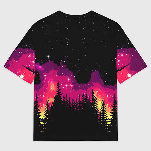 Мужская футболка оверсайз Космический кот в очках / 3D-принт – фото 2
