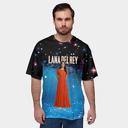 Футболка оверсайз мужская Lana Del Rey в оранжевом длинном платье, цвет: 3D-принт — фото 2