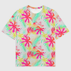 Мужская футболка оверсайз Palm yellow pink