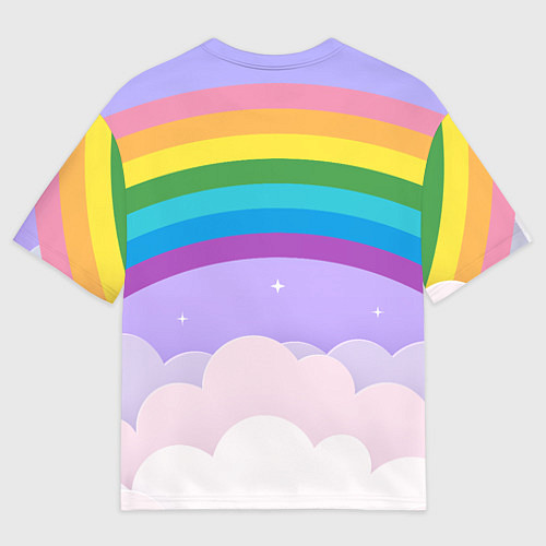 Мужская футболка оверсайз Lana Del Rey на фоне радуги / 3D-принт – фото 2