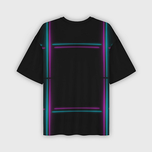Мужская футболка оверсайз Neon pink light blue / 3D-принт – фото 2