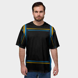 Футболка оверсайз мужская Neon yellow light blue, цвет: 3D-принт — фото 2