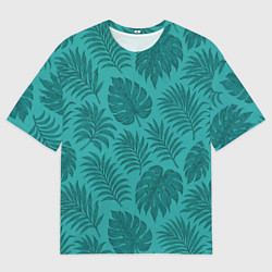 Мужская футболка оверсайз Тропические листья - паттерн