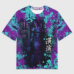 Мужская футболка оверсайз Неоновый призрак самурая