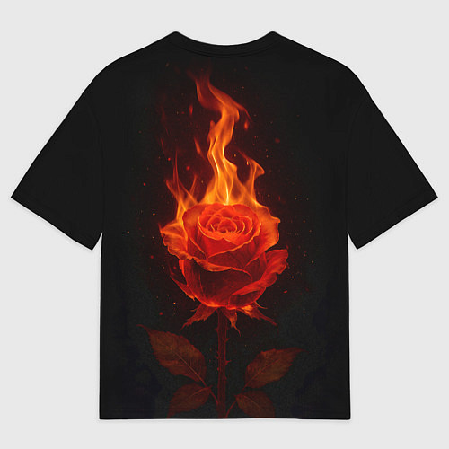 Мужская футболка оверсайз Flaming rose / 3D-принт – фото 2