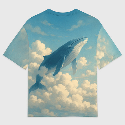 Мужская футболка оверсайз Кит в облаках / 3D-принт – фото 2