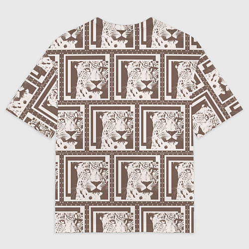 Мужская футболка оверсайз Леопард в кофейном / 3D-принт – фото 2