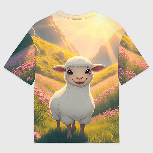 Мужская футболка оверсайз Забавный ягнёнок / 3D-принт – фото 2