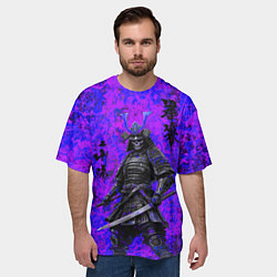 Футболка оверсайз мужская Призрак самурай - неоновые краски, цвет: 3D-принт — фото 2