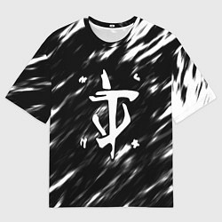 Мужская футболка оверсайз Doom штрихи красок