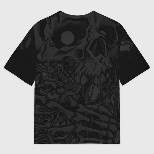 Мужская футболка оверсайз Black Sabbath skeleton with roses / 3D-принт – фото 2