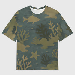 Футболка оверсайз мужская Подводный камуфляж из рыб, цвет: 3D-принт
