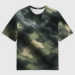 Футболка оверсайз мужская Камуфляжная ткань с дымом, цвет: 3D-принт