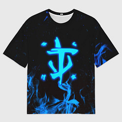 Футболка оверсайз мужская Дум огонь лого, цвет: 3D-принт