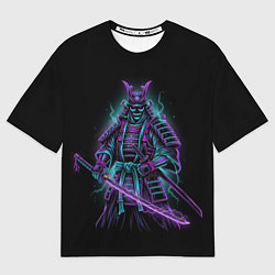 Футболка оверсайз мужская Неоновый электросамурай, цвет: 3D-принт