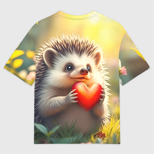 Мужская футболка оверсайз Милаха ёжик влюблён / 3D-принт – фото 2