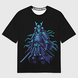 Мужская футболка оверсайз Неоновый призрак самурай