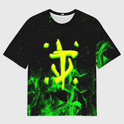 Мужская футболка оверсайз Doom кислотное лого огненный