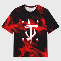 Мужская футболка оверсайз Doom красный огонь марса