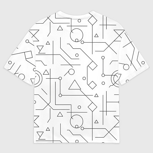Мужская футболка оверсайз Техно-Геометрия на белое / 3D-принт – фото 2