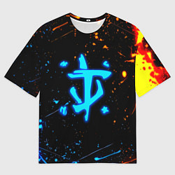 Мужская футболка оверсайз Doom лёд и пламя краски