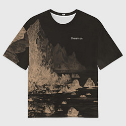 Футболка оверсайз мужская Dream on тёмно-коричневый, цвет: 3D-принт