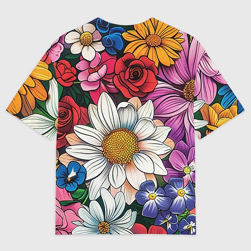 Мужская футболка оверсайз Крупные цветы / 3D-принт – фото 2
