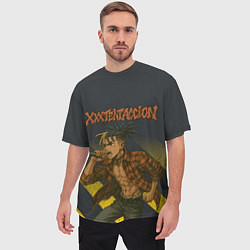 Футболка оверсайз мужская XXXTentacion с микрофоном в аниме стиле, цвет: 3D-принт — фото 2