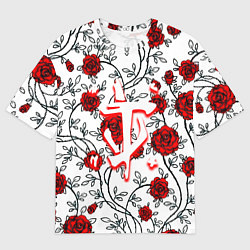 Мужская футболка оверсайз Doom розы