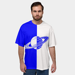 Футболка оверсайз мужская Сатурн сине-белый, цвет: 3D-принт — фото 2