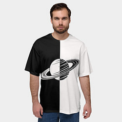 Футболка оверсайз мужская Сатурн черно-белый, цвет: 3D-принт — фото 2