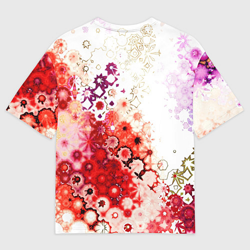 Мужская футболка оверсайз Красный узор на белом / 3D-принт – фото 2