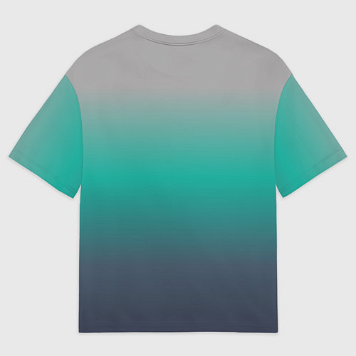 Мужская футболка оверсайз Градиент серо-зеленый / 3D-принт – фото 2