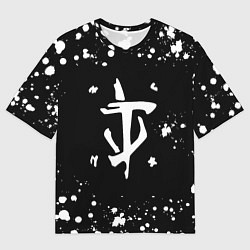 Футболка оверсайз мужская Doom брызги белых красок, цвет: 3D-принт